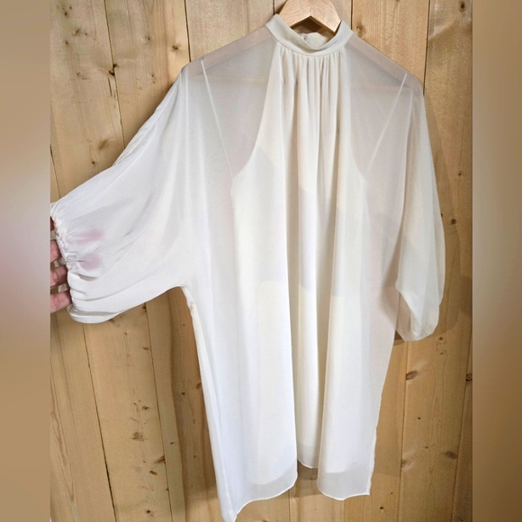 TRINA TURK Rhyme Cocktail Dress, White Halter Sleeveless Sheer Overlay Sz XS NWT - Picture 4 of 12